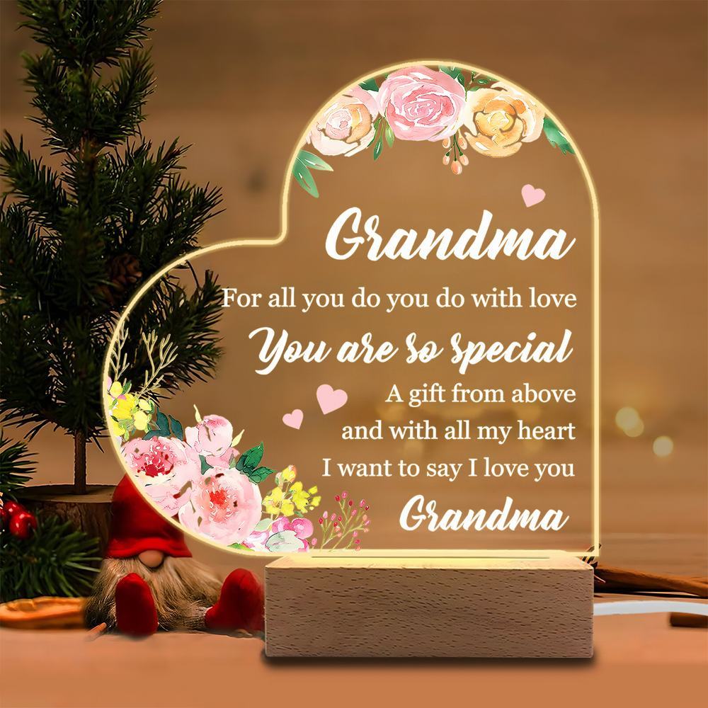 

1PC Acrylic Luminous Ornament Photography Accessories, USB Base, Grandma Gift, Heart Flower Xmas/Birthday Figurines Plastic чистий