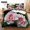 Beautiful  Flower Bedding Set, 3Pc Flower Duvet Cover Set, Soft Comfortable Breathable Duvet Cover, For Bedroom Guest Room Decor