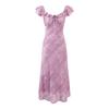 Summer High-quality New French Elegance Temperament Tie-dye Jacquard Lotus Leaf Collar Slim and Thin Long Dress Women