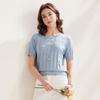 Women's Retro Diamond Pattern Silk Blend Short Sleeve Knit Top