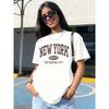 European Size [Stylish Printed T-Shirt] Breathable, Lightweight Ladies' NEW YORK BROOKLYN THE EMPIRE CITY Printed T-Shirt