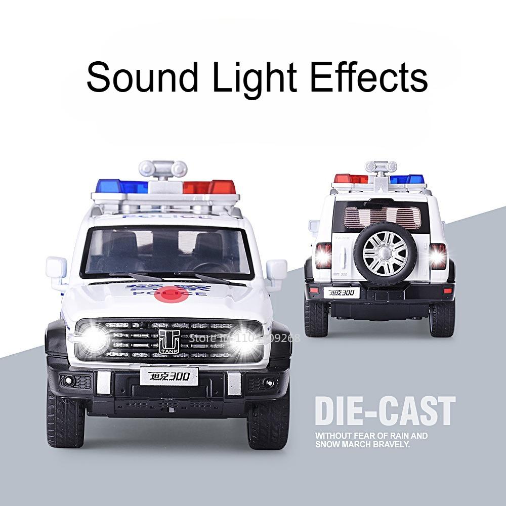 1:32 Tank300 Sabertooth Car Model Toy Alloy Body Doors Opened Shock Absorption Off-road Police Cars Models Children's Gifts