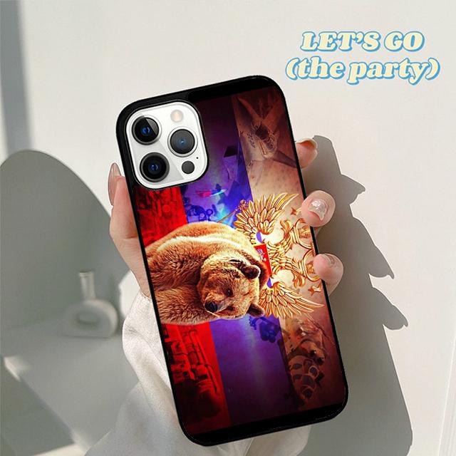 Autumu Moscow Russian Flag Bear Phone Case Cover for iPhone 17 Air 16 16e 15 12 11 13 14 Pro Max Apple Plus Coque