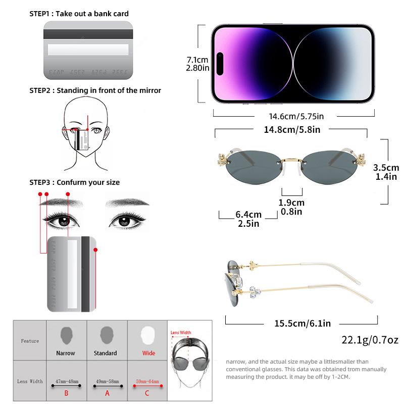 Jennifer hat die gleiche randlose silberne Metall-Klein-Oval-Diamantbesetzte Spice Girl Pure Desire Brille.