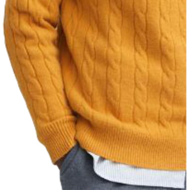 UNIQLO Solid Color Round Neck Pullover Straight Long Sleeve Knit Sweater Men sweater Lemon-Yellow 460950-45