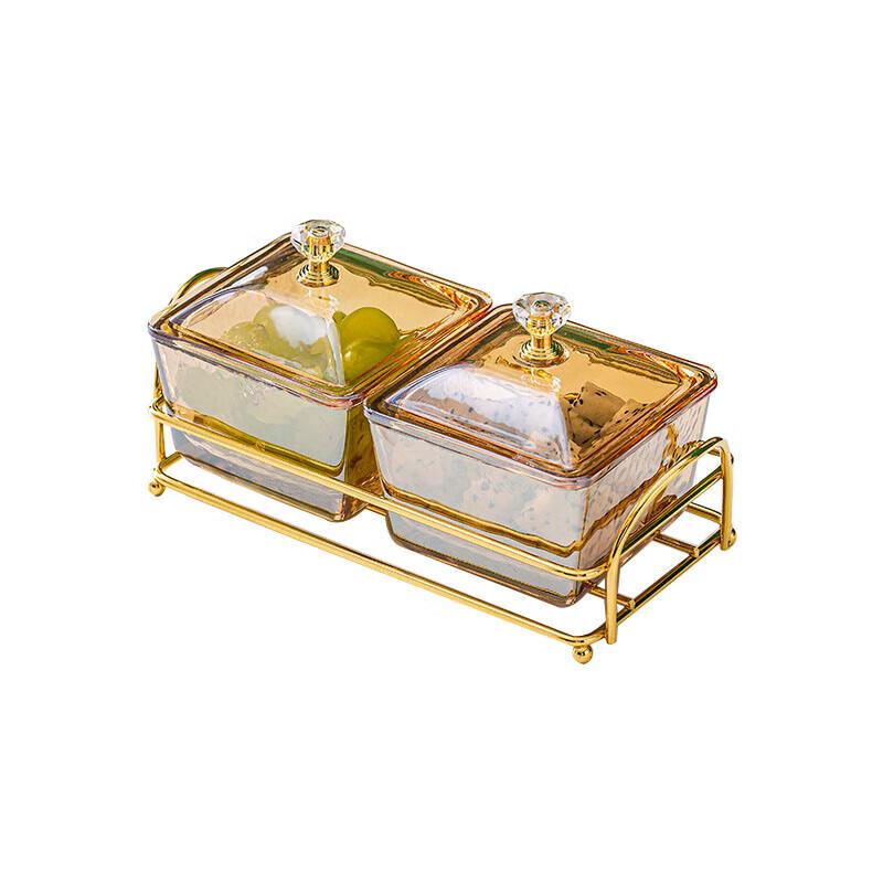 Huihuang Nordic Amber Hammered Glass Divided Serving Set