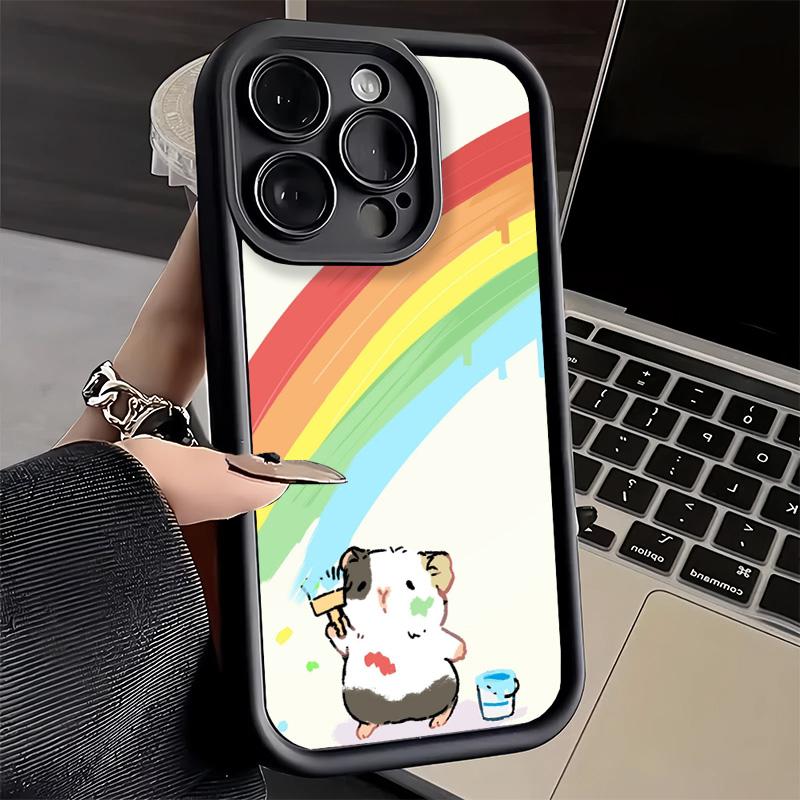 Phone Case for iPhone 17 Air 16E 15 16 Pro Max Cartoon Cute Hamster Cover 14 Plus 13 12 Mini Soft Shell Silicone Fundas