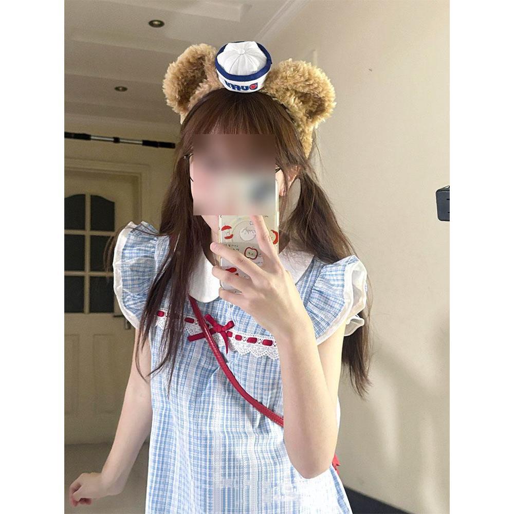 Japanese gentle and sweet small college style design loose age-reducing doll collar splicing small flying sleeve dress women