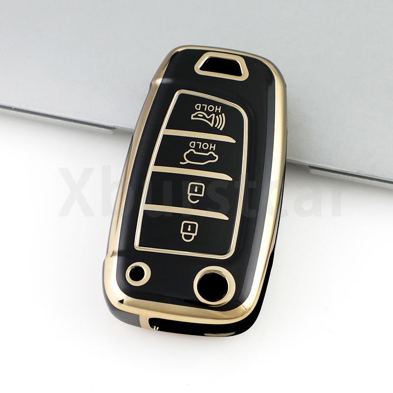 4 Buttons Tpu Car Flip Key Case Cover For Hyundai Santa Fe Tucson Verna Celesta Accent Elantra Solaris I30 I35 I40 Ix35 Sonata
