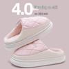 Dirt-Resistant Waterproof Cotton Slippers for Women, Simple Grid Pattern, Non-Slip, Durable, Indoor Warmth, Essential Home Footwear