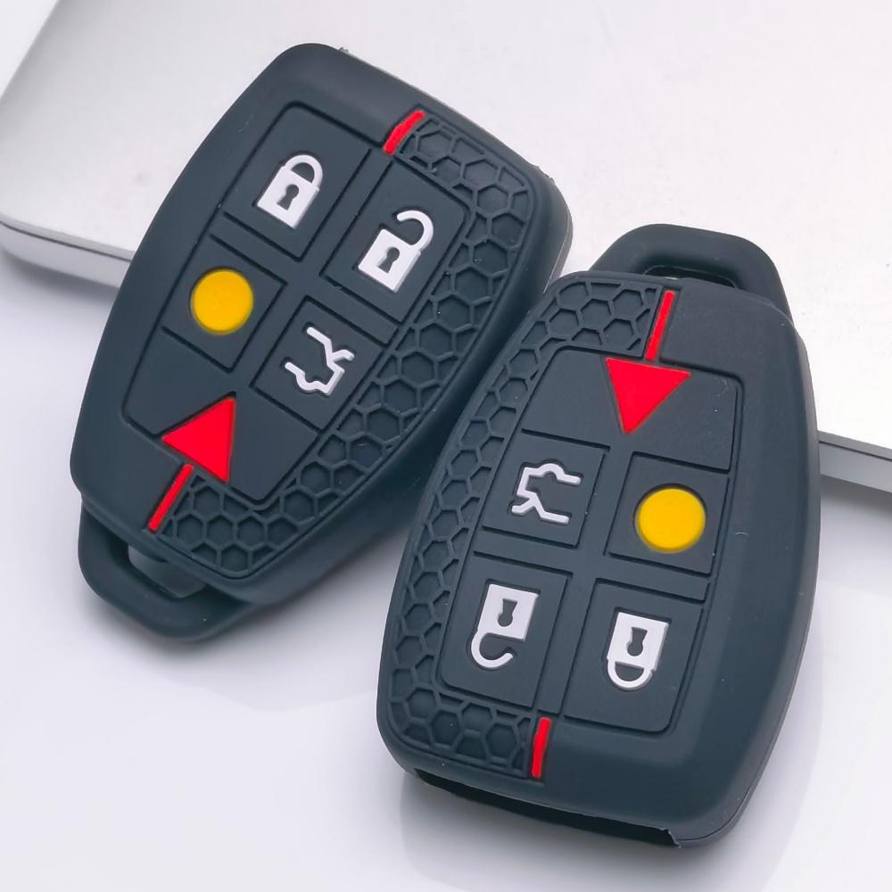 Silicone Key Fob Cover Compatible with Volvo XC90 XC70 XC60 S80 S60 V70 V50 C30 This Soft Protective Key Case Fits 5 Button Smart Remote Keys It
