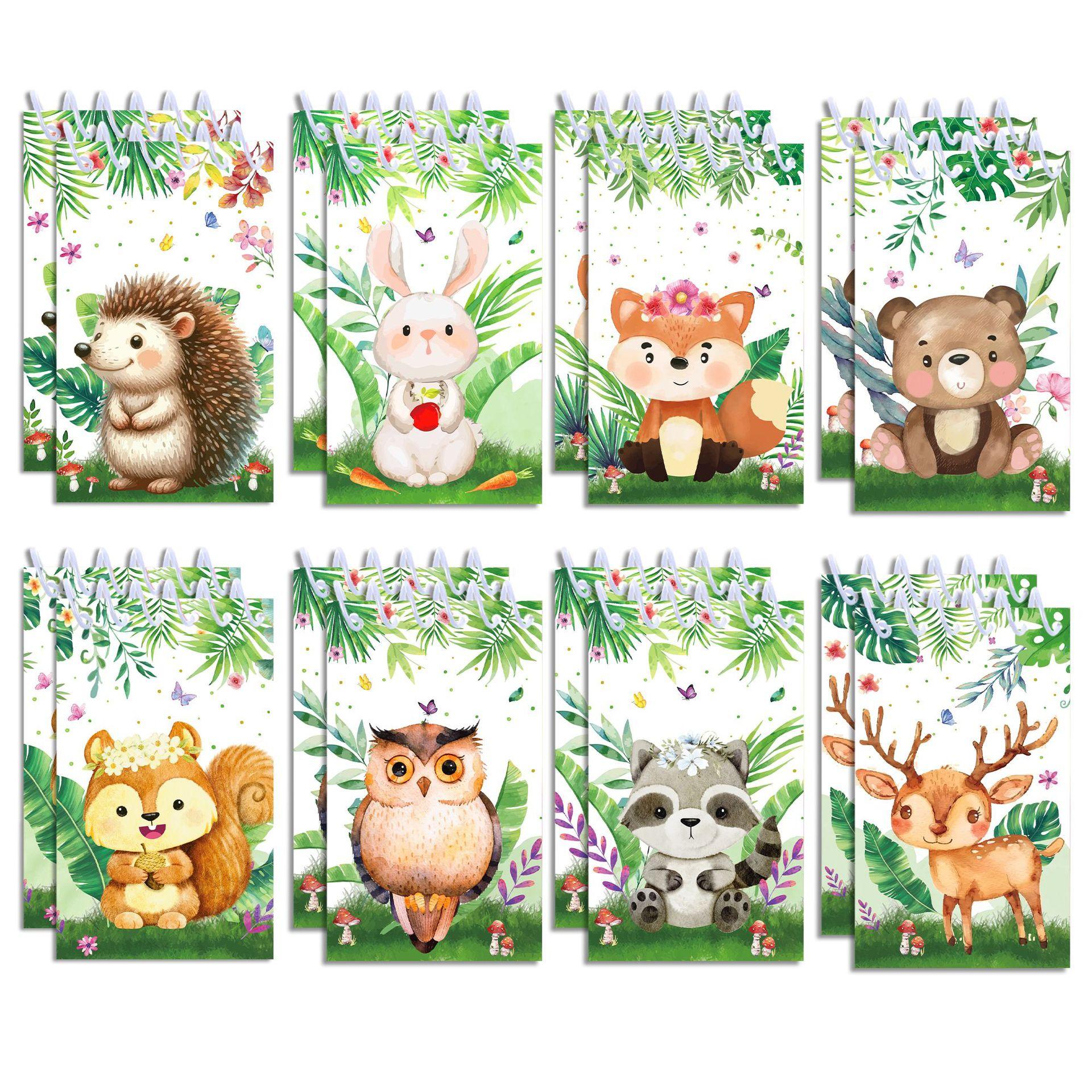 8-Pack Woodland Animal Spiral Notebook Forest Mini Pocket Notepad for Students Kids Office Gift