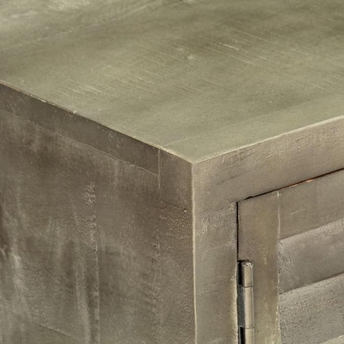 Meuble TV - Maison Exclusive - Bois massif de manguier - Gris laqué - Pieds laiton 110x30x48 cm
