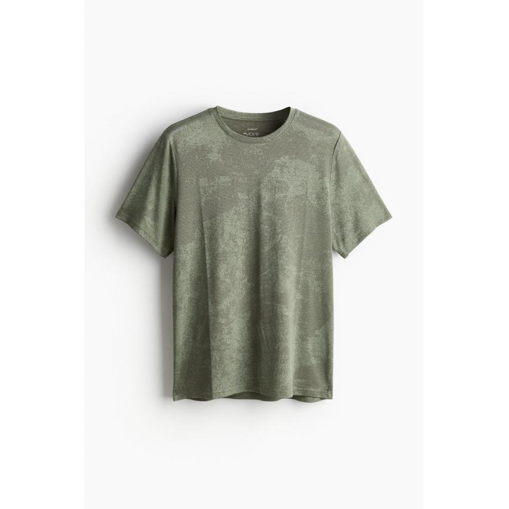 H M dryMove Sport Top kHaki Green Pattern