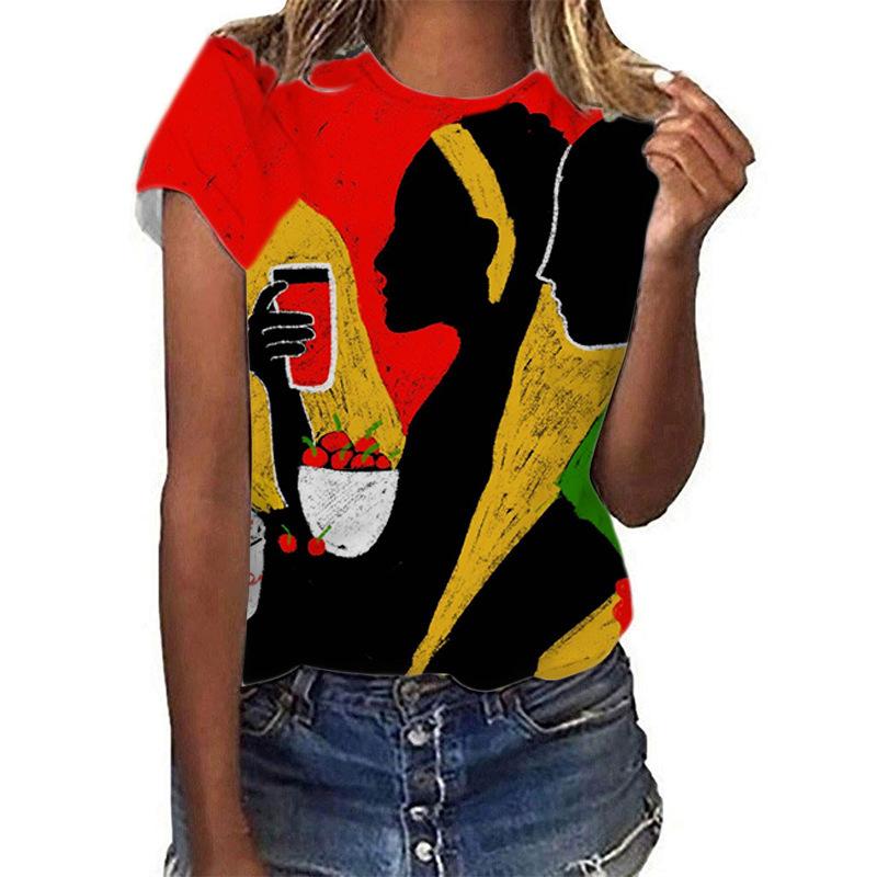 New Black Slave Liberation Day JUNEENTH letter printed short sleeved T-shirt with female personality trend
