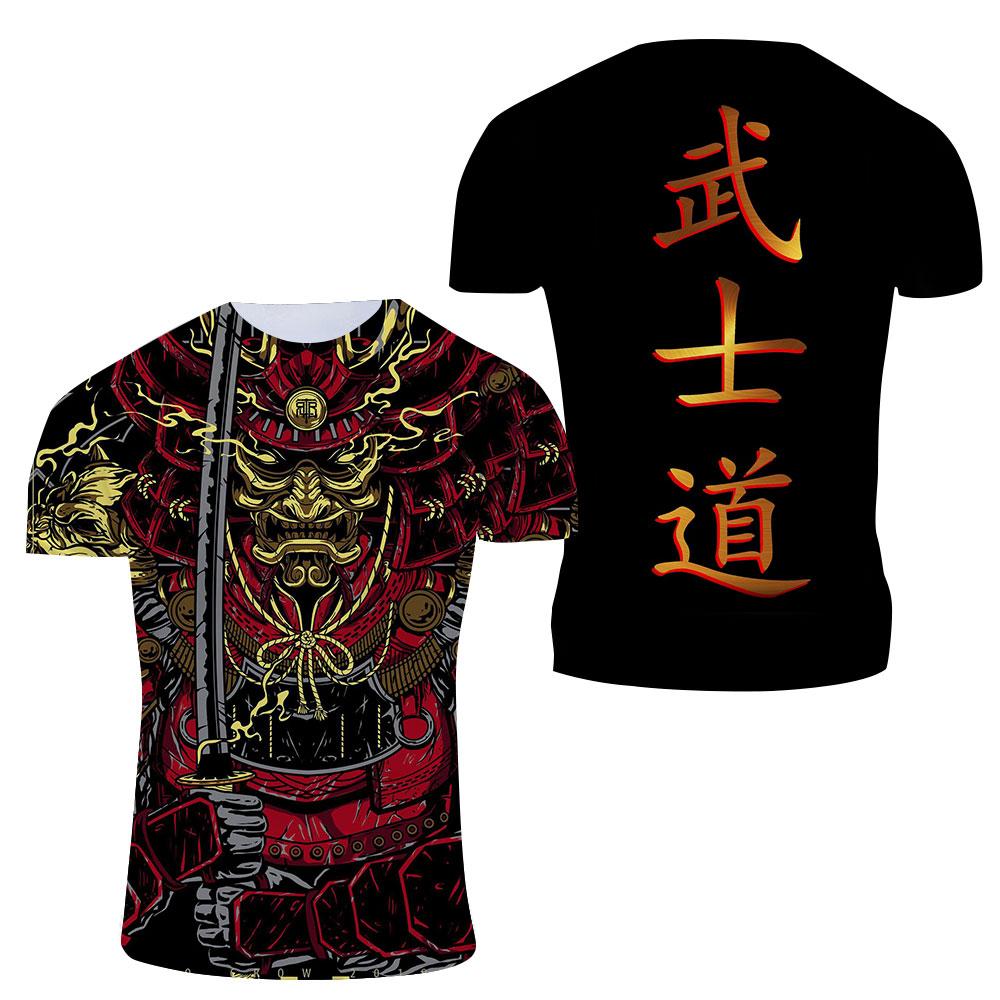 Exkluzivní design Bushido cool tričko Letní móda Muži Ležérní Osobnost Japonský samurajský vzor Tištěné streetwear Trička