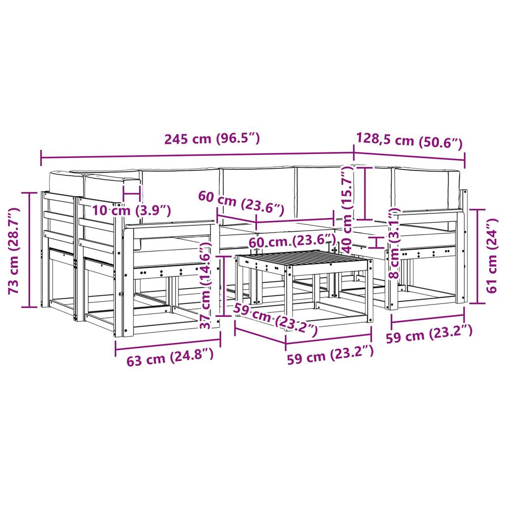 Outdoor Sofa Set with Cushions 7 pcs Natural and Light Grey