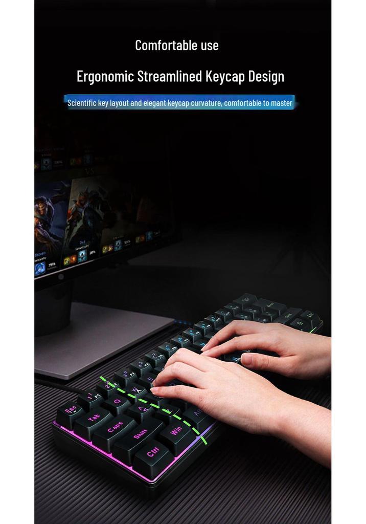 Teclado Gamer Portátil com Luz RGB de 61 Teclas - Sensação Mecânica para E-sports e Uso no Escritório