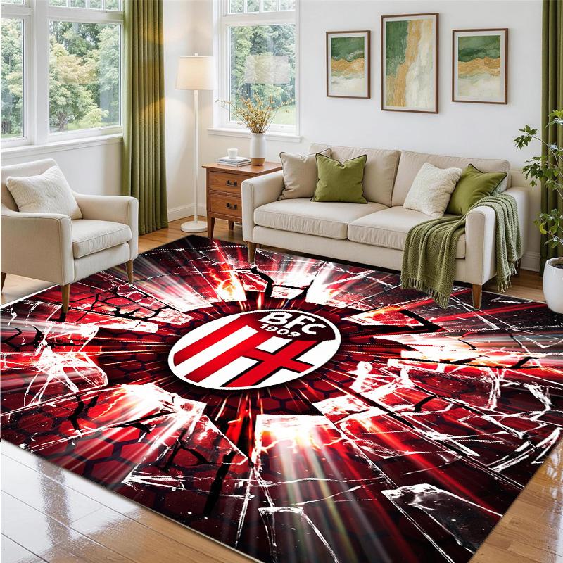Bologna FC Design Crystal Velvet Rug Soft Decorative Mat for Bedroom Entrance
