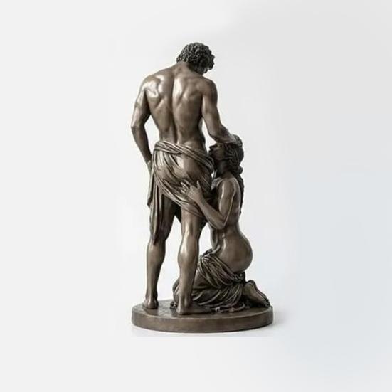 Statue Ornament, Mythology Collectible Bookshelf Vintage Ornament with Distressed Bronze Texture Wrinkled Clothing Pattern for Home Living Room
