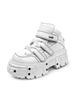 Scarpe Uomo Donna Casual Coppia Piattaforma Scuro Rialzate Pelle Muffin Metallo Punk Retro Rock Spagnolo 8 Cm