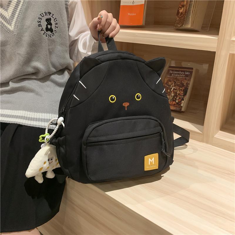 Zaino Cartone Animato Gatto Per Ragazze Tessuto Oxford Grande Capacità Borsa Scolastica Con Chiusura a Zip
