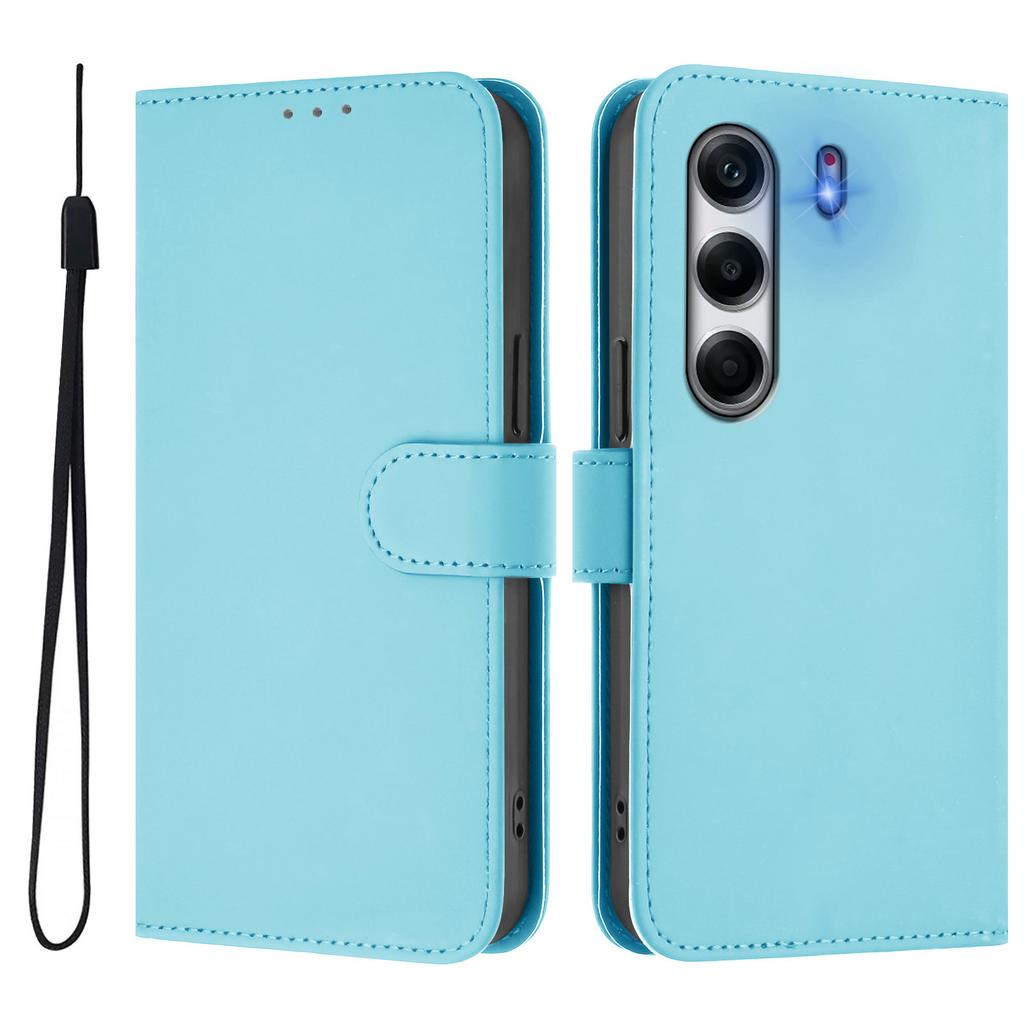 For TECNO Camon 40 Pro 4G Case Solid Color Wallet Leather Phone Cover with Strap