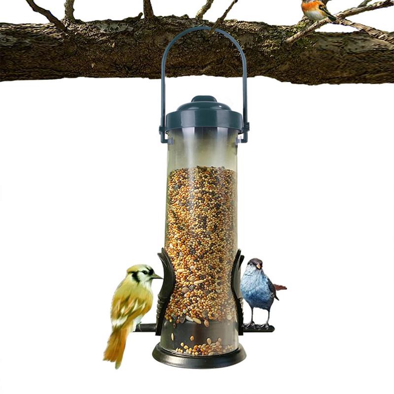 Squirrel Proof Bird Food Container Dangling Bird Feeder PP Bird Food Dispenser Container Tubular Bird Feeders For Pet Supplies