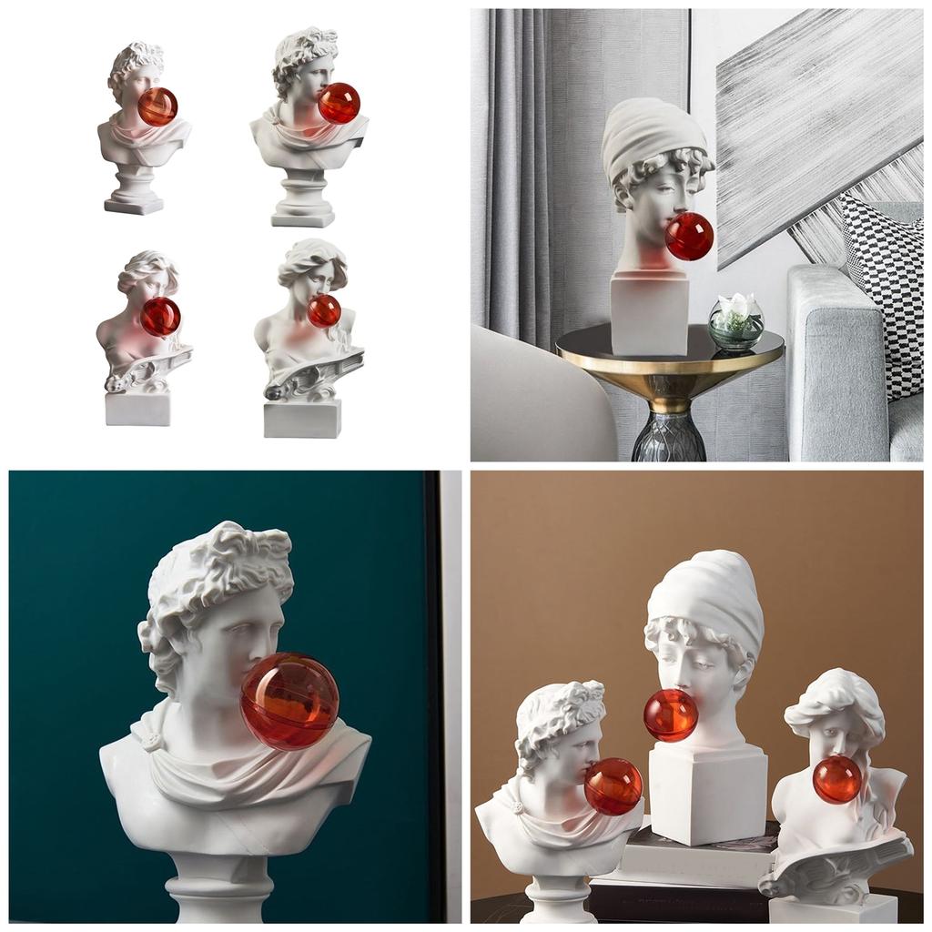 Handcrafts Resins Bubble Blowing Sculpture Funny Greek Mythology Bust Figurine Desk Ornament for Collectors Home Decors