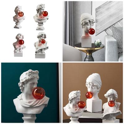 Artisanat Résines Sculpture Soufflant des Bulles Drôle Buste Mythologie Grecque Figurine Ornement de Bureau pour Collectionneurs Décorations pour la Maison