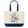 Shopping Bag - PLANETEE - Romy She's Really Good - Blue Background - Cotton 40x45 Cm - Made In France
