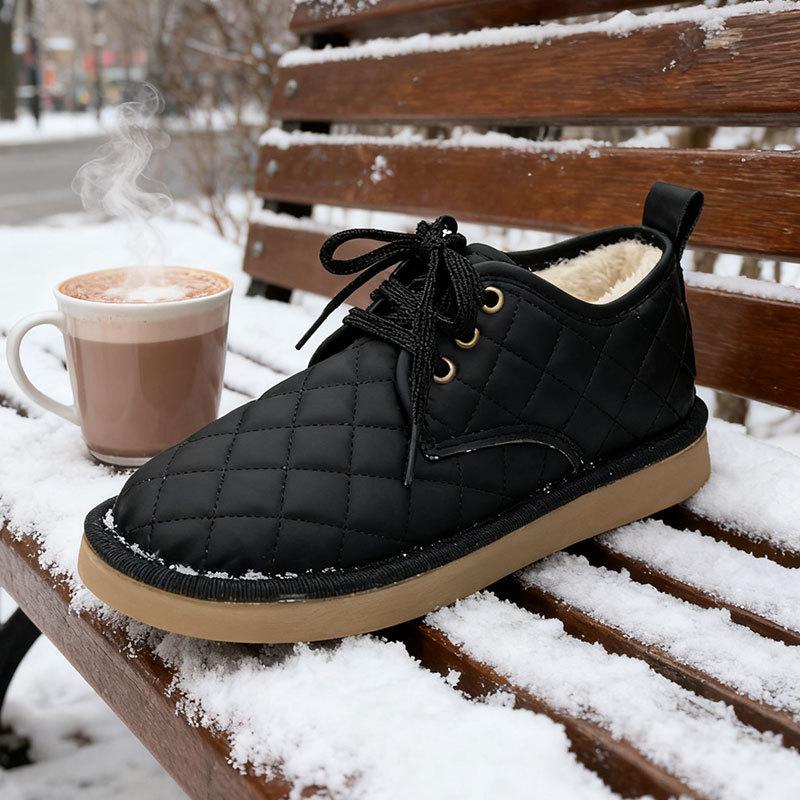 Soft-soled Lace-up Thickened Warm Bread Shoes Women's Autumn and Winter New Velvet Cotton Shoes Casual Versatile Snow Boots