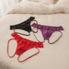 Ruffle Belt Men's Sheer Lace Panties Low Waist Male Open Crotch Briefs Summer