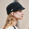 Autumn and Winter New Wool Knight Hat Equestrian Hat Fashionable Versatile Woolen Black Women's Hat Autumn and Winter Top Hat High Quality