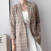 Women Blazer Plaid Coat New Notched Collar Business Suits Work Office Ladies Suit Jacket Casual Vintage Blazers