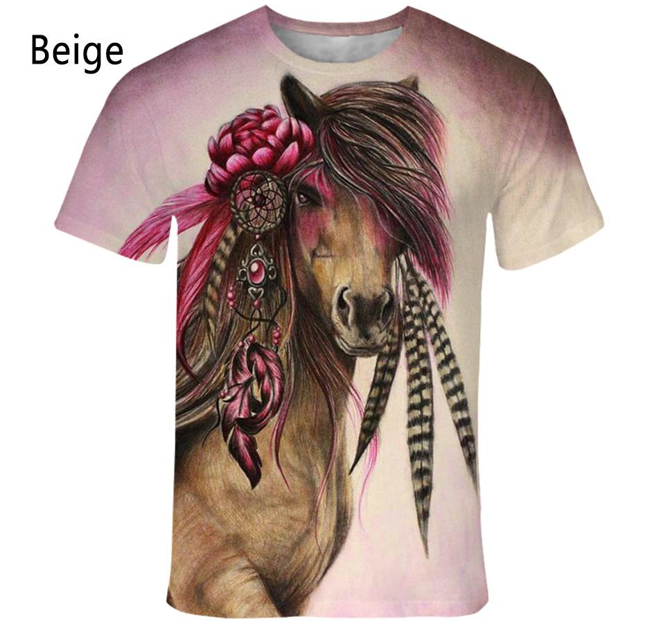 Neues Mode Tier Pferd 3D Gedrucktes T-Shirt Herren und Damen Sommer Lässig Kurzärmelig Harajuku Street Shirt Tops