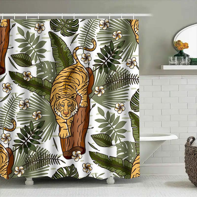 

Animal Print Shower Curtain Jungle Tiger Design For Bathroom Decor 180X245Cm Polyester Fabric Waterproof Shower Panel Curtain Wi W60H190(CM)-1 Pcs