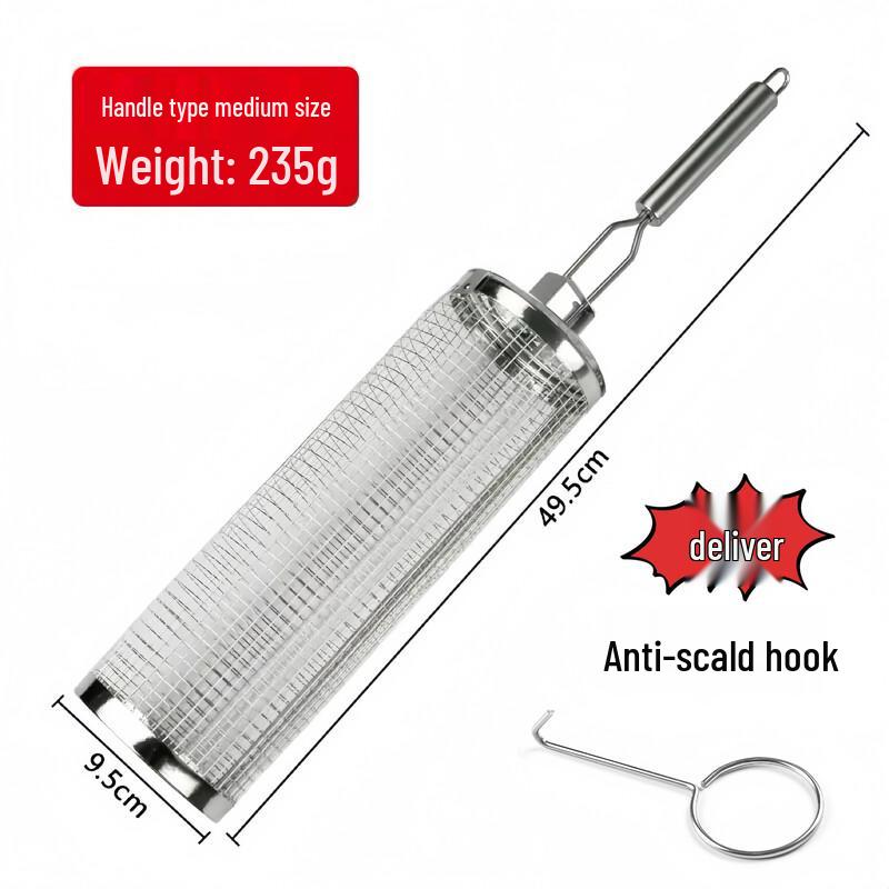 Handun Rolling Stainless Steel BBQ Grill Basket