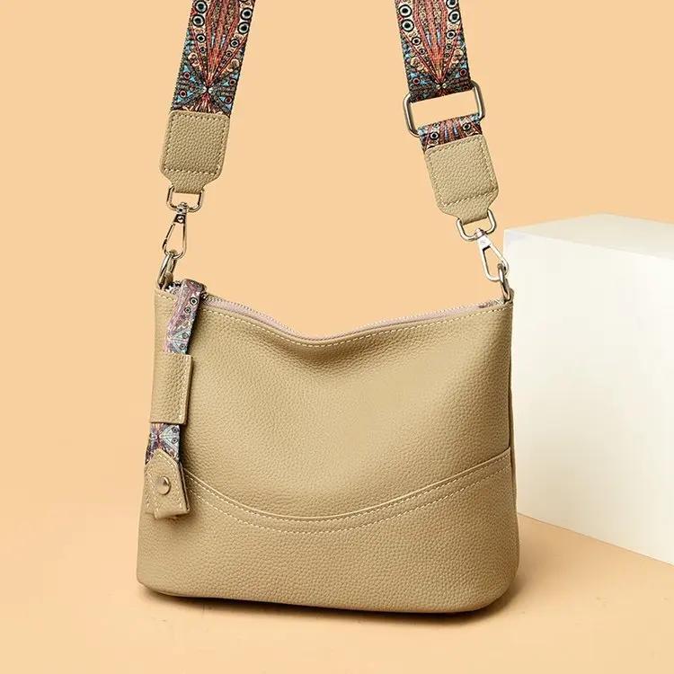 Women's Fashi Cow Leather Crossbody Bags Female Casual Commute Soft Handbags Ladies Retro Real Cowhide Shoulder Bag for Lady