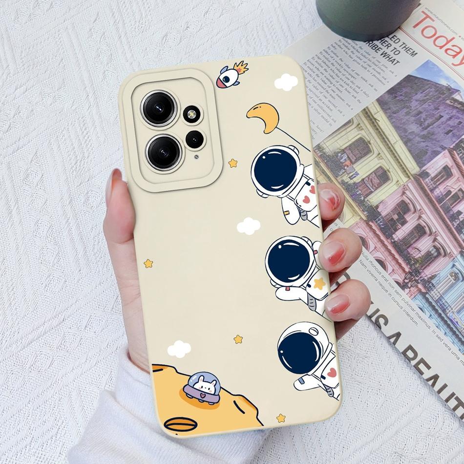 Cases For Xiaomi Redmi Note 12 12S 4G 5G Cute Patterned Liquid Silicone Anti Knock Back Cover For Redmi Note 12 S Funda Bumper