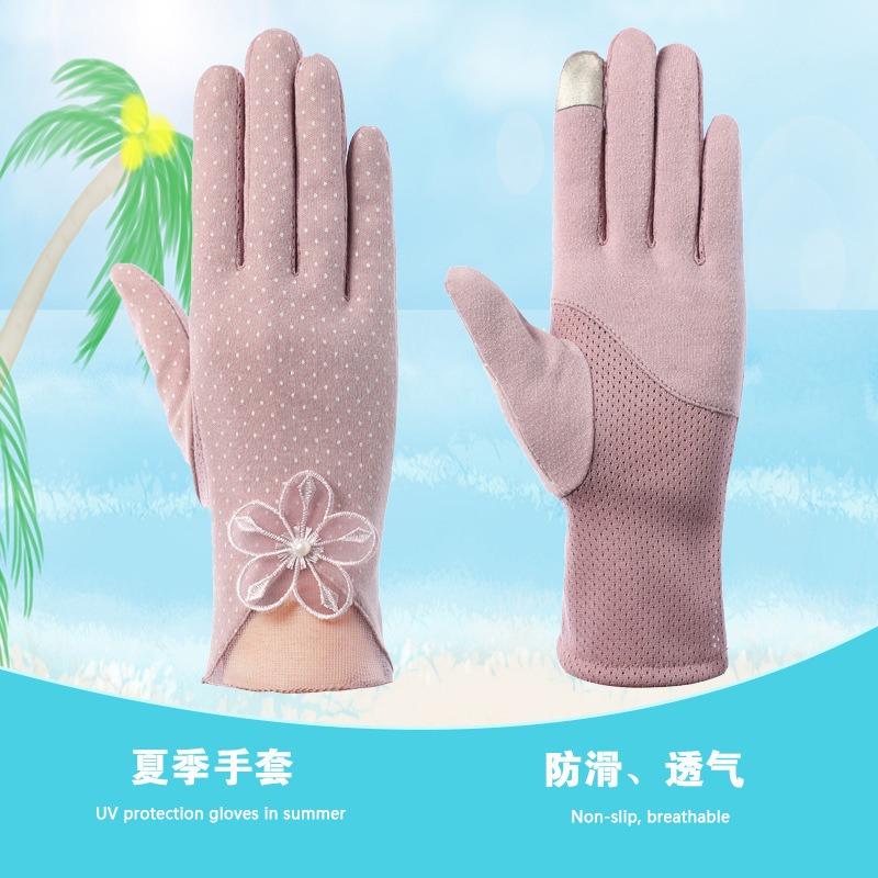 Damen Sonnenschutzhandschuhe Neue Frühling und Sommer Fahrhandschuhe Spitze Schleife Reiten Rutschfest Dünne Touchscreen-Handschuhe