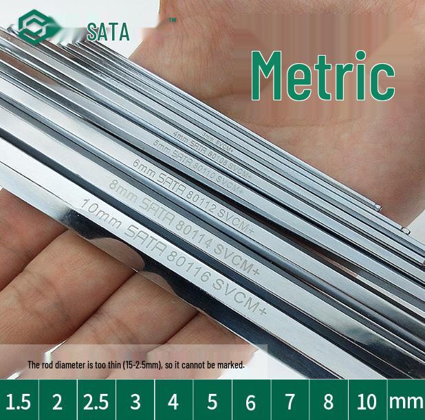 SATA Extra Long Flat Head Hex Wrench Set (1.5-10mm)