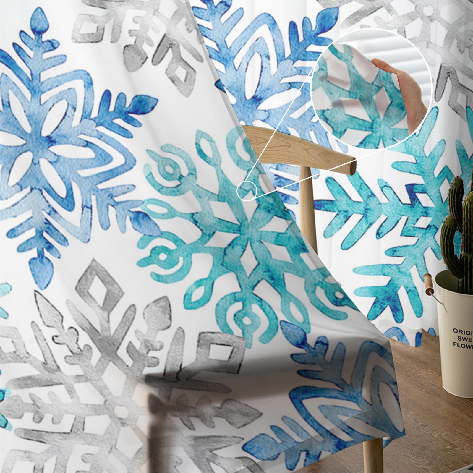 Рождественские сине-зеленые снежинки для гостиной — фото 5