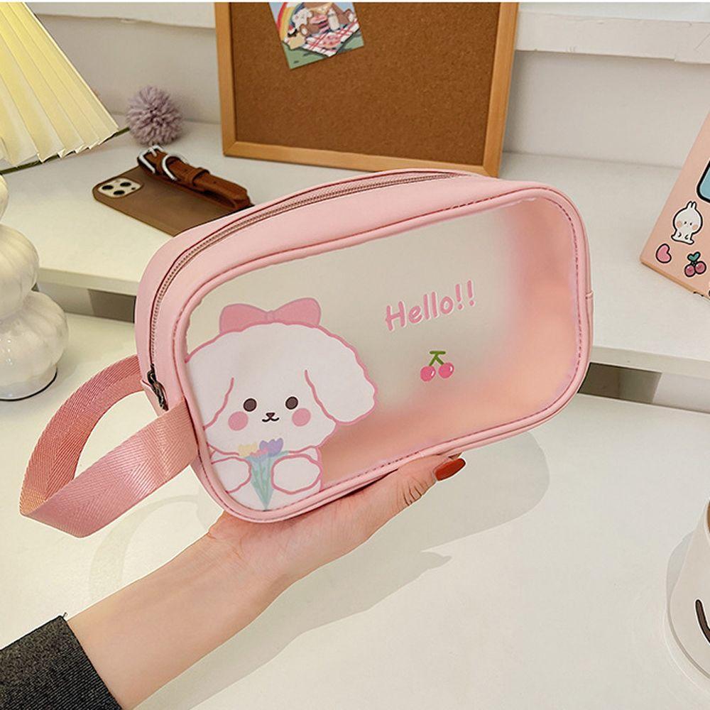 Cosmetic Bag Transparent Waterproof Lipsticks Earphone Cable Storage Bag Cartoon Cow Wash Bag Cherry Dog