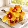 Iron Wire Stem Faux Orchid Decor 6 Stems Fake Orchid Bouquet  For Parties