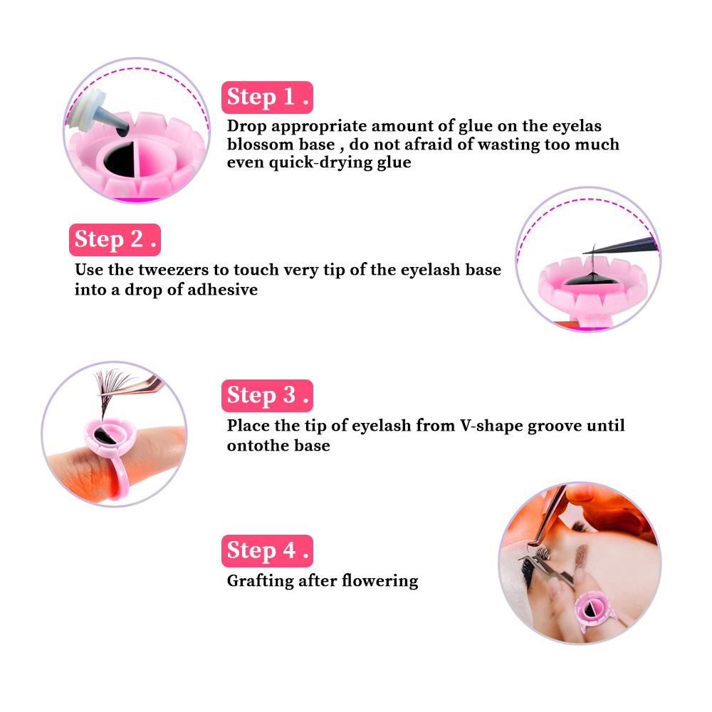 100 Pcs Glue Rings Smart Glue Holder for Eyelash Extensions, Easy Fanning Glue Cups for Volume Lashes, Pink