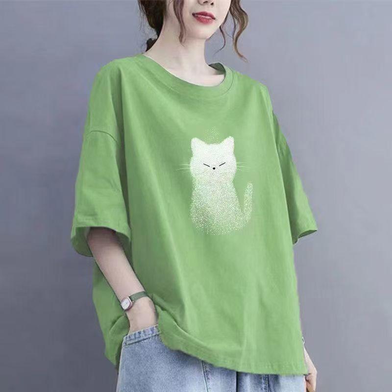 Summer Women Cotton Short-sleeved T-shirt Women Loose Tops