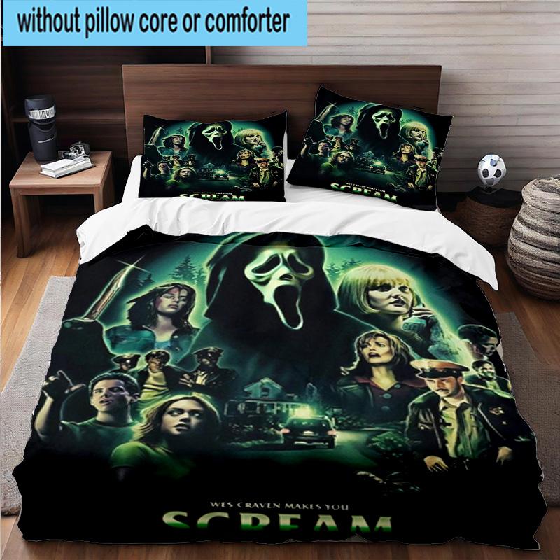 3PCS Scr-eam Horror Movie 3pcs Bedding,Including 3PCS Duvet Cover And 2pcs Pillowcases Perfect for Christmas,Ideal for Bedroom, Dormitory