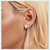 Aifle Simple Versatile S925 Sterling Silver Heart Bow Earrings for Women, Platinum-Plated, Heart-Shaped, Perfect for Commuting