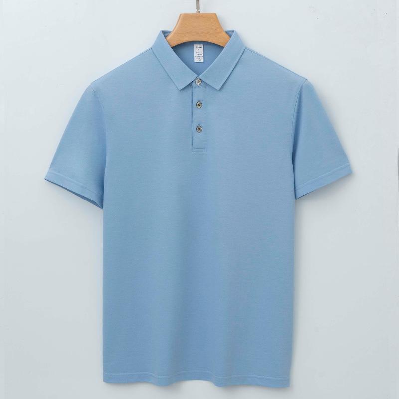 Men's Mulberry Silk Short-sleeve Lapel T-shirt Summer Tencel Drape Wrinkle-free Minimalist Lightweight Breathable Summer Casual Business T-shirt